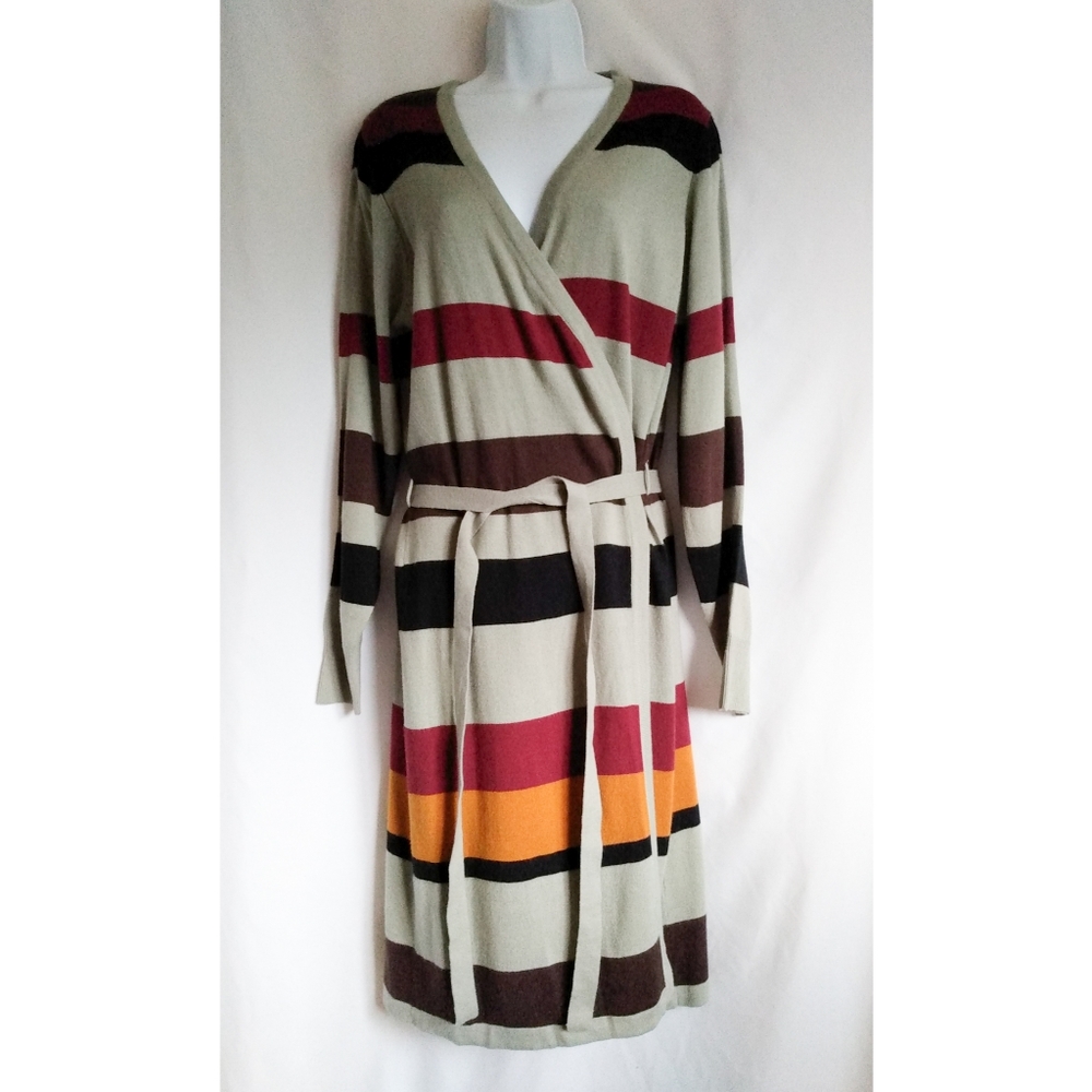 Jeffrey & Paula Striped Mid Length Cardigan, Size 12/14